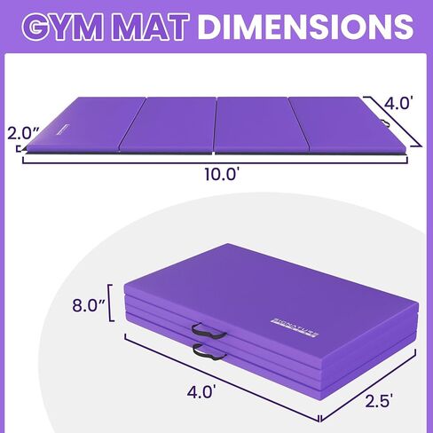 Folding Exercise Gymnastics Mat, 2" Thick Gym Workout Mat with Carrying Handles High-Density Anti-Tear Portable Fitness Aerobics Mats for Home Gym Yoga Pilates Tumbling MMA Core Training in Kuwait