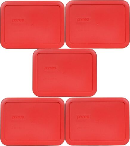 Pyrex 7210-PC 3-Cup Red Food Storage Lid (5 pack)-مصنوع في الولايات المتحدة الأمريكية in Saudi Arabia