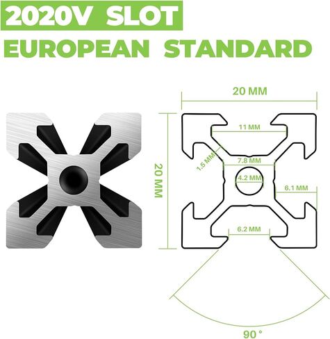2020 Aluminum Extrusion European Standard, 10pcs V Slot 1220mm(48in) Length Anodized Linear Rail for 3D Printer Engraving Machine Workbench DIY, Black in Saudi Arabia