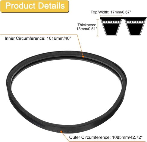 uxcell 2/B86 Classic Wrapped 2 Banded/2 Ribs V-Belt, 89" Outside Circumference Wrapped Industrial Rubber V-Belt B Profile V-Belt for Industrial Machinery Equipment, Black in Saudi Arabia