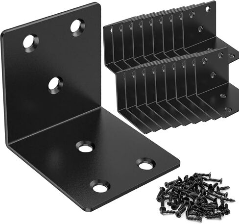 20Pcs Black Angle Bracket 2"x2"x2" Corner Brackets, Metal L Brackets 90 Degree Corner Brace for Wood Furniture Shelves Bed Bookshelf, Included 120pcs Screws in Saudi Arabia