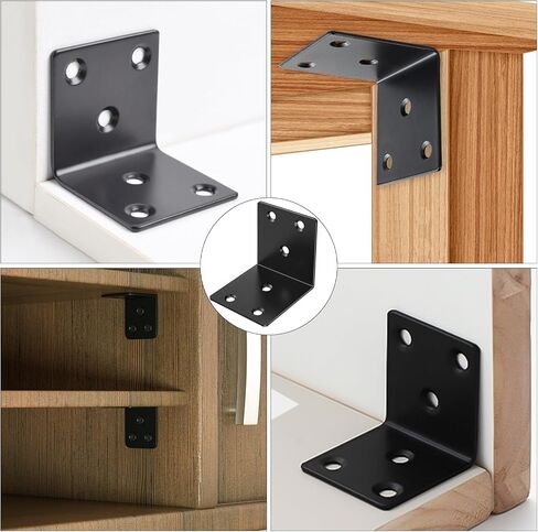 20Pcs Black Angle Bracket 2"x2"x2" Corner Brackets, Metal L Brackets 90 Degree Corner Brace for Wood Furniture Shelves Bed Bookshelf, Included 120pcs Screws in Saudi Arabia