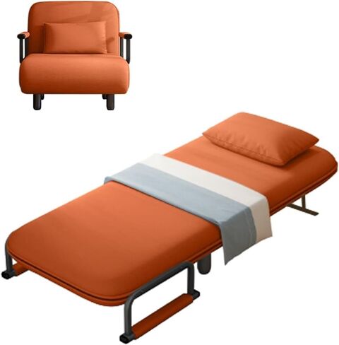 سرير قابل للطي خفيفة الوزن سرير قابل للطي مع مرتبة ، إطار معدني قابل للتعديل سرير أريكة قابلة للتعديل ، سرير قابل للطي في غرفة الضيوف (برتقالي ، عرض 100 سم) in Kuwait