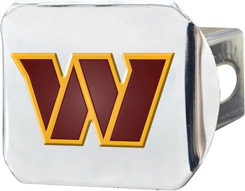 FANMATS NFL - Washington Commanders Chrome Hitch Cover with Color Emblem | 3.4"x4" | W Primary Logo in Saudi Arabia