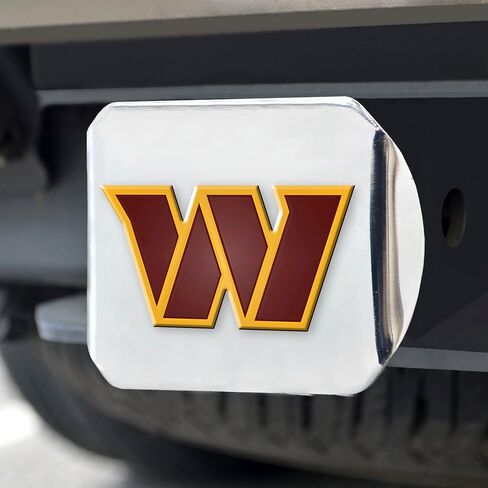 FANMATS NFL - Washington Commanders Chrome Hitch Cover with Color Emblem | 3.4"x4" | W Primary Logo in Saudi Arabia