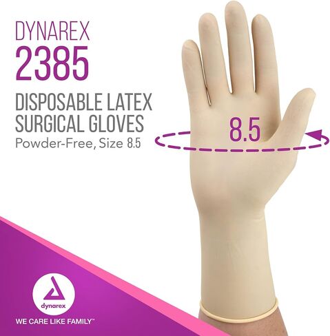 Dynarex معقمة القفازات الجراحية اللاتكس ، خالية من المسحوق ، معقمة معقمة في أزواج ، واستخدام مهني للرعاية الصحية والرعاية الصحية ، والعيادة البيطرية ، والخزانة ، وحجم 8.5 ، وحالة واحدة من 200 زوج من القفازات in Saudi Arabia