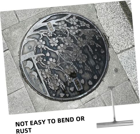 Angoily 2PCS Heavy Duty T-Shaped Manhole Hook for Lifting Manhole Covers, Storm Drains, Stainless Steel Drain Lifting Hooks for Utility Work in Saudi Arabia
