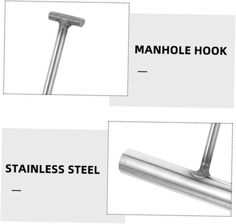Angoily 2PCS Heavy Duty T-Shaped Manhole Hook for Lifting Manhole Covers, Storm Drains, Stainless Steel Drain Lifting Hooks for Utility Work in Saudi Arabia