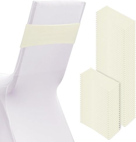 Patikil Premium Sepium Chair Sashes أقواس ، 100 PCS مرنة تمتد كرسي تغطية الفرقة العلاقات مع مشبك شريط التمرير لزواج حفلات حفلات عيد الميلاد ، أبيض داكن in Kuwait