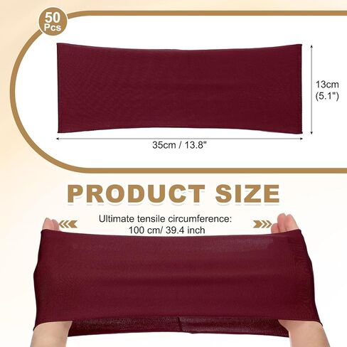 Patikil Premium Spandex كرسي أقواس ، 50 PCS مرنة تمتد تغطية الفرقة علاقات مع مشبك شريط التمرير لزجاج حفلات حفلات عيد الميلاد ، التاريخ الأحمر in Saudi Arabia