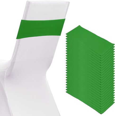PATIKIL Premium Spandex Chair Sashes Bows, 25 Pcs Elastic Stretch Chair Cover Band Ties with Slider Buckle for Birthday Party Banquet Wedding Decoration, Green in Saudi Arabia