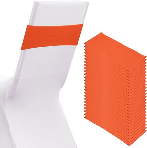Patikil Premium Spandex Chair Sashes أقواس ، 25 PCS مرنة تمتد تغطية الفرقة تغطية الفرقة مع مشبك شريط التمرير لزخارف حفلات عيد الميلاد ، Orange Red in Saudi Arabia