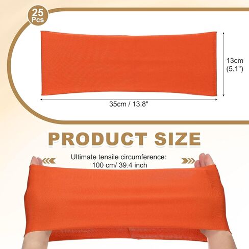 Patikil Premium Spandex Chair Sashes أقواس ، 25 PCS مرنة تمتد تغطية الفرقة تغطية الفرقة مع مشبك شريط التمرير لزخارف حفلات عيد الميلاد ، Orange Red in Saudi Arabia