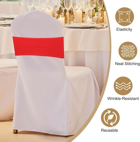 Patikil Premium Spandex Chair Sashes أقواس ، 25 PCS مرنة تمتد تغطية الفرقة تغطية الفرقة مع مشبك شريط التمرير لزخارف حفلات عيد الميلاد ، Orange Red in Saudi Arabia