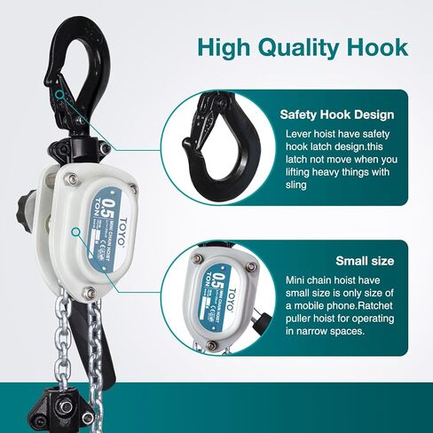 Mini Chain Hoist 1100lb Toyo Toyo Lever Hoist 1/2 Ton Mini Puller 10ft Hand Lever Chain Coist 3M Come Ratchet Laver Clock Garages Machinery Machinery in Kuwait