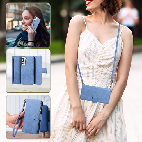 ASUWISH PHONE CASE لـ SAMSUNG GALAXY S22 5G SHIPPER WALLET غطاء خلايا قابلة للفصل مع حامية شاشة زجاجية مقساة Crossbody Lanyard STRAP HOLDER S 22 22S 4G G5 in Saudi Arabia