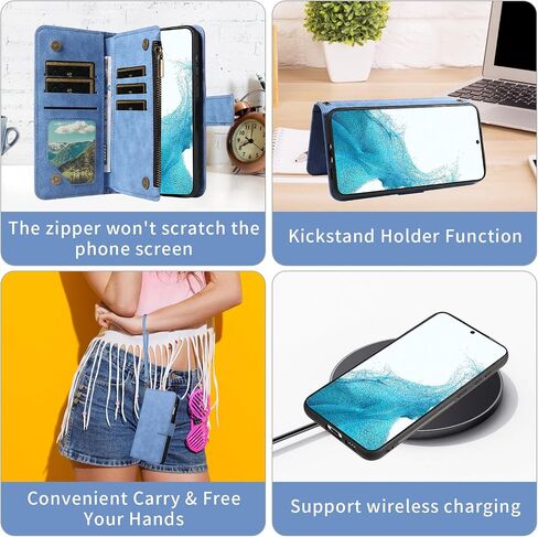 ASUWISH PHONE CASE لـ SAMSUNG GALAXY S22 5G SHIPPER WALLET غطاء خلايا قابلة للفصل مع حامية شاشة زجاجية مقساة Crossbody Lanyard STRAP HOLDER S 22 22S 4G G5 in Saudi Arabia
