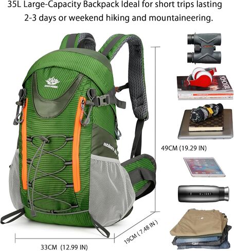 Hiking Backpack,Camping Backpack,35L Water Resistant Hiking Daypack,Lightweight Travel Daypack, Purple in Saudi Arabia