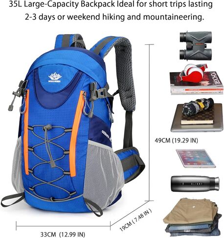 Hiking Backpack,Camping Backpack,35L Water Resistant Hiking Daypack,Lightweight Travel Daypack, Purple in Saudi Arabia
