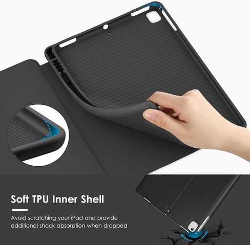 VIKESI Case for iPad 6th / 5th Generation (2018/2017 Released) 9.7-inch and for iPad Air 2/1,Multiple Angles Magnetic Stand Cover,Shockproof Soft Back,Pencil Holder,and Auto Sleep/Wake,Black in Saudi Arabia