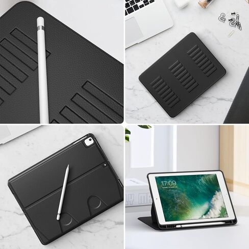 VIKESI Case for iPad 6th / 5th Generation (2018/2017 Released) 9.7-inch and for iPad Air 2/1,Multiple Angles Magnetic Stand Cover,Shockproof Soft Back,Pencil Holder,and Auto Sleep/Wake,Black in Saudi Arabia