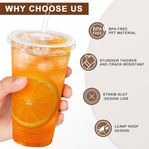 Lamosi 100 Pack 20 OZ Clear Plastic Cups with Lids and Straws, Disposable Iced Coffee Cups with Lids for To-Go Cold Drinks, Smoothies and Slushie in Saudi Arabia
