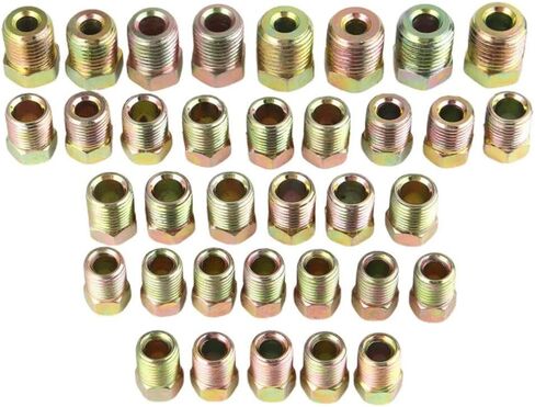 35pcs Brake Line Fitting Nuts Kit for Inverted Flares On 3/16 and 1/4 Tube Iron Plating Zinc Nuts Kit ﻿ in Saudi Arabia