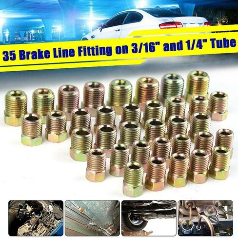 35pcs Brake Line Fitting Nuts Kit for Inverted Flares On 3/16 and 1/4 Tube Iron Plating Zinc Nuts Kit ﻿ in Saudi Arabia