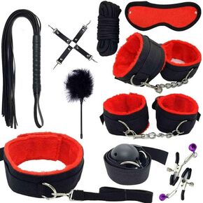 10 Piece Classic Red Comfortable Nylon Indoor Fitness Combination Set, Easy to Carry, Equipped with Handmade Ropes and Sleeping Mirror - D4 in Saudi Arabia