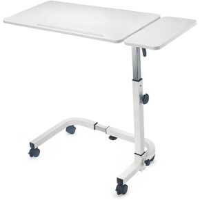 VMS Tilt Top Overbed Table - Adjustable Height Bedside Table for Homecare, Hospitals, and Medical Facilities (Wood Grain) in Saudi Arabia