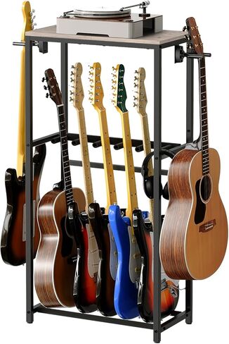 Guitar Stand, Guitar Rack for Acoustic Holder, Electric Guitar, Bass, Multiple Guitar Rack Holder for Guitars, Guitar Amp Accessories, for Home Music Studio, Greige and Black GSHG6701 in Saudi Arabia