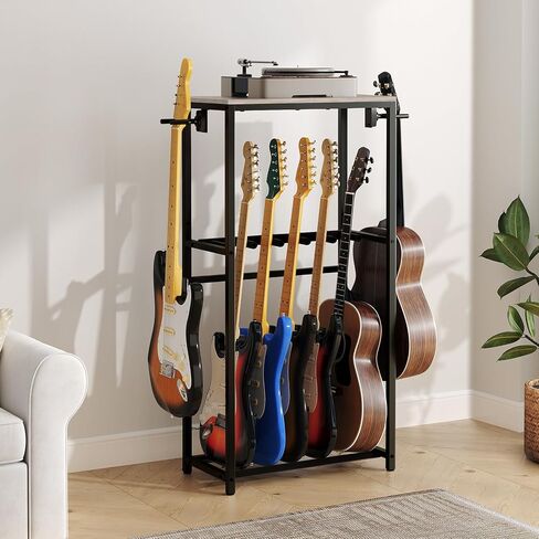 Guitar Stand, Guitar Rack for Acoustic Holder, Electric Guitar, Bass, Multiple Guitar Rack Holder for Guitars, Guitar Amp Accessories, for Home Music Studio, Greige and Black GSHG6701 in Saudi Arabia
