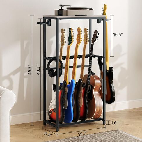 Guitar Stand, Guitar Rack for Acoustic Holder, Electric Guitar, Bass, Multiple Guitar Rack Holder for Guitars, Guitar Amp Accessories, for Home Music Studio, Greige and Black GSHG6701 in Saudi Arabia