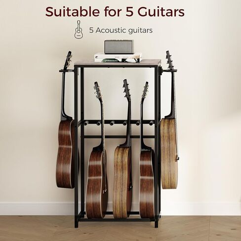 Guitar Stand, Guitar Rack for Acoustic Holder, Electric Guitar, Bass, Multiple Guitar Rack Holder for Guitars, Guitar Amp Accessories, for Home Music Studio, Greige and Black GSHG6701 in Saudi Arabia