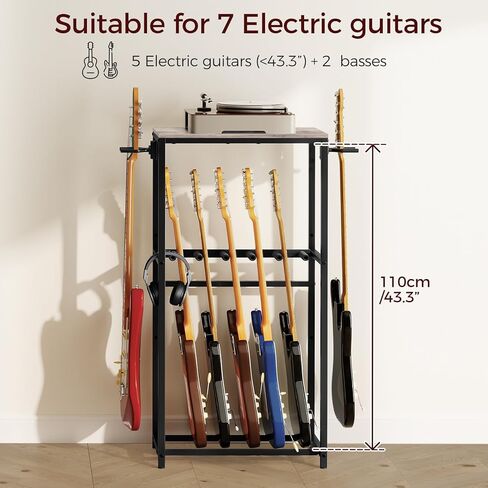 Guitar Stand, Guitar Rack for Acoustic Holder, Electric Guitar, Bass, Multiple Guitar Rack Holder for Guitars, Guitar Amp Accessories, for Home Music Studio, Greige and Black GSHG6701 in Saudi Arabia