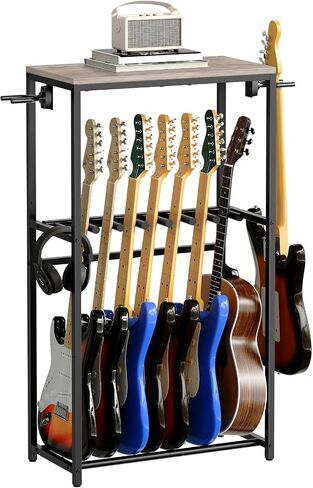 Guitar Stand, Guitar Rack for Acoustic Holder, Electric Guitar, Bass, Multiple Guitar Rack Holder for Guitars, Guitar Amp Accessories, for Home Music Studio, Greige and Black GSHG6701 in Saudi Arabia