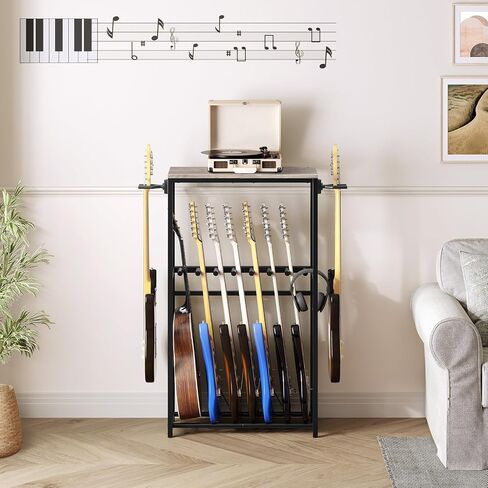 Guitar Stand, Guitar Rack for Acoustic Holder, Electric Guitar, Bass, Multiple Guitar Rack Holder for Guitars, Guitar Amp Accessories, for Home Music Studio, Greige and Black GSHG6701 in Saudi Arabia