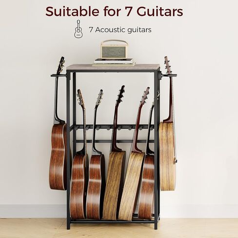 Guitar Stand, Guitar Rack for Acoustic Holder, Electric Guitar, Bass, Multiple Guitar Rack Holder for Guitars, Guitar Amp Accessories, for Home Music Studio, Greige and Black GSHG6701 in Saudi Arabia