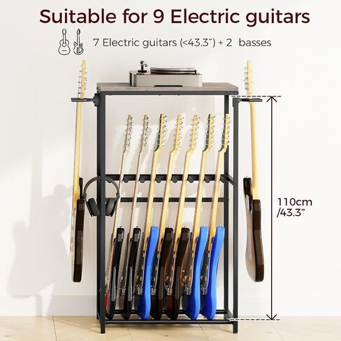 Guitar Stand, Guitar Rack for Acoustic Holder, Electric Guitar, Bass, Multiple Guitar Rack Holder for Guitars, Guitar Amp Accessories, for Home Music Studio, Greige and Black GSHG6701 in Saudi Arabia