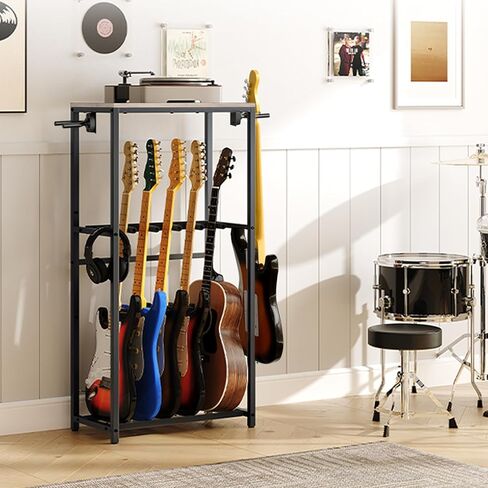 Guitar Stand, Guitar Rack for Acoustic Holder, Electric Guitar, Bass, Multiple Guitar Rack Holder for Guitars, Guitar Amp Accessories, for Home Music Studio, Greige and Black GSHG6701 in Saudi Arabia