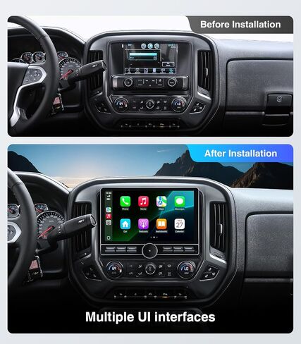 Replacement Radio for Chevy Silverado GMC Sierra - Car Stereo Carplay Android Auto 2014-2018 (2RAM+64ROM) 4Core QLED Touch Screen Radio Voice Control Wireless Mirroring GPS Navigation 10" Head Unit in Saudi Arabia