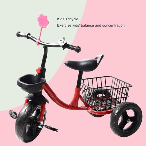 دراجة ثلاثية العجلات للأطفال لمدة 1-6 سنوات ركوب المرح للأطفال ، والدراجة الثلاثية الصغيرة ، وتصميم الدواسة ، والاستخدام الداخلي والخارجي ، مع سلة التخزين ، للبنين الفتيات Trike in Kuwait