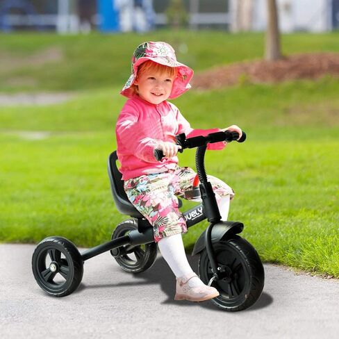 Qaba Toddler Tricycle, Kids Trike, 3-Wheel Bike for Toddlers 2-5 Years, Recreation Baby Tricycle for Boys and Girls with Bell Indoor Outdoor, Black in Kuwait