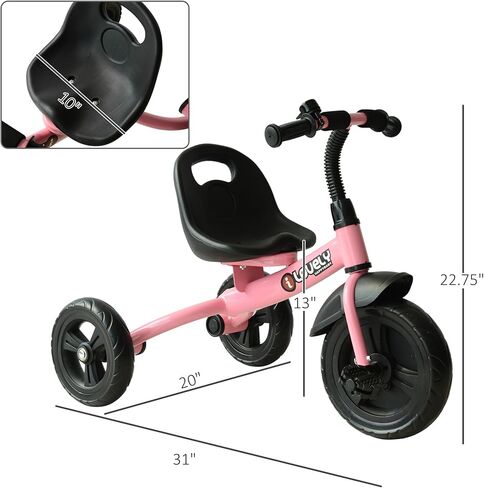 Qaba Toddler Tricycle ، Kids Trike ، دراجة ثلاثية العجلات للأطفال الصغار 2-5 سنوات ، دراجة ثلاثية العجلات للطفل الترفيهي للبنين والبنات مع الجرس الداخلي في الهواء الطلق ، الأسود in Kuwait