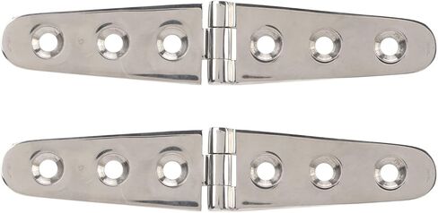 KIMISS Heavy Duty 316 Stainless Steel Strap Hinge for Boats, Doors, Gates & Sheds – Mirror Polished Marine Hardware with Easy Installation (2 Holes: 103x27mm/4.06x1.06in) in Kuwait