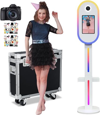 Portable Photo Booth Compatible with Ipad 10.9in 11in, for Ipad Photo Booth Shell Stand with Flight Case APP/Remote Control RGB Lights Music Sync Light Box (Black, for lpad 12.9'' 13'') in Saudi Arabia