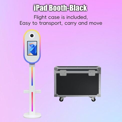 Portable Photo Booth Compatible with Ipad 10.9in 11in, for Ipad Photo Booth Shell Stand with Flight Case APP/Remote Control RGB Lights Music Sync Light Box (Black, for lpad 12.9'' 13'') in Saudi Arabia