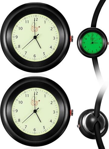 2 Pcs Glow in The Dark Stethoscope Watch Nurse Gift Clip on Pocket Watch with Second Hand Appreciation Medical Accessories for Nursing Students Doctor Clinic Staff (White,Black) in Saudi Arabia