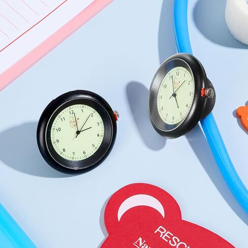 2 Pcs Glow in The Dark Stethoscope Watch Nurse Gift Clip on Pocket Watch with Second Hand Appreciation Medical Accessories for Nursing Students Doctor Clinic Staff (White,Black) in Saudi Arabia