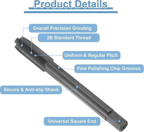 uxcell Straight Flute Screw Taps 5/16-32 UNEF 2B Thread HSS6542 Black Nitride Coated Machine Threading Milling Tap Tapping Tools in Kuwait